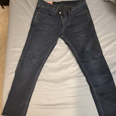 Acne Studios Blå Konst Men s Slim Fit Dark Wash Blue Denim Jeans Mid Rise