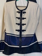 St. John Couture Size 6 Cream, Black, Blue Jacket/Blazer