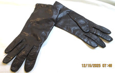 VINTAGE DEEP DARK BROWN LEATHER LINED GLOVES SUPER SOFT  SIZE 7 1/4"