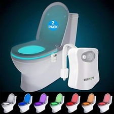 Original Toilet Night Light 2 Pack, Motion Sensor Activated LED Lamp, Fun 8 C...
