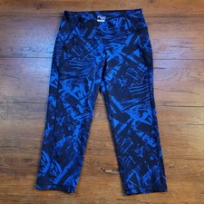Old Navy Womens Medium 3/4 Capri Leggings 19" Athleisure Yoga Pants Blue