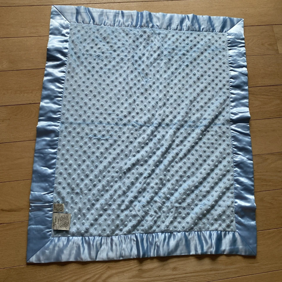 MI BLANKEE BEBÉ AZUL Niño Minky Bumpy Dot 30x35 MANTA DE SEGURIDAD COCHECITO EN MUY BUENA CONDICIÓN EE. UU. Foto 4 de 4