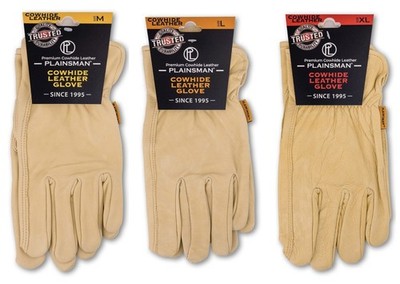 Plainsman Premium Cowhide Leather Work Gloves: Medium, Large, or Extra-Large