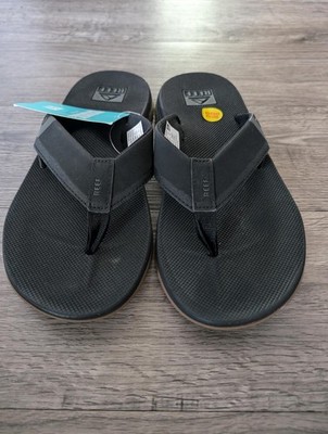 Reef Men's Fanning Low Bottle Opener Flip Flops - Black NWT size 10
