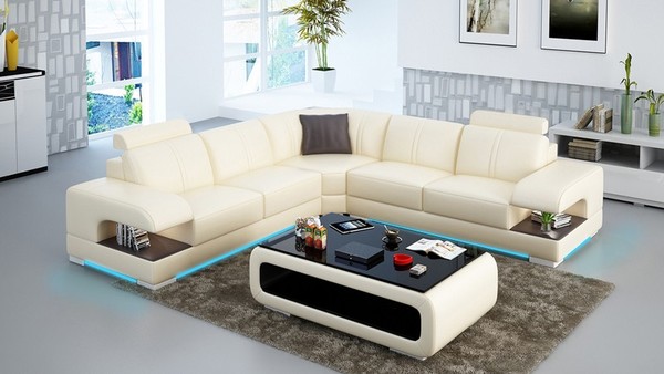 Ledersofa Couch Wohnlandschaft Ecksofa Eck Garnitur Design Ecksofa Sofa Mit Usb-image