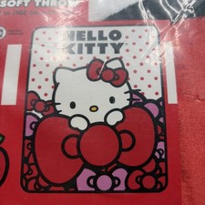 Hello Kitty Silky Soft Throw Blanket 40" X 50" Soft and Cuddly Red Black New