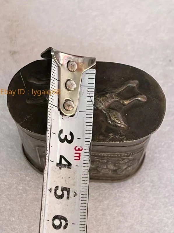 Антикварная народная табачная шкатулка персонаж суда состаренный старый курительный аксессуар - Изображение 4 из 4