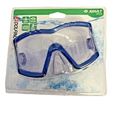 DOLFINO OPTUM Tri-View ADULT Swimming Goggle Mask, Blue Frame, LATEX FREE, NEW