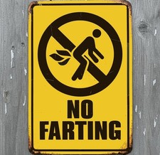 No Farting 8 x 12 Vintage Novelty Metal Sign Made In USA New!