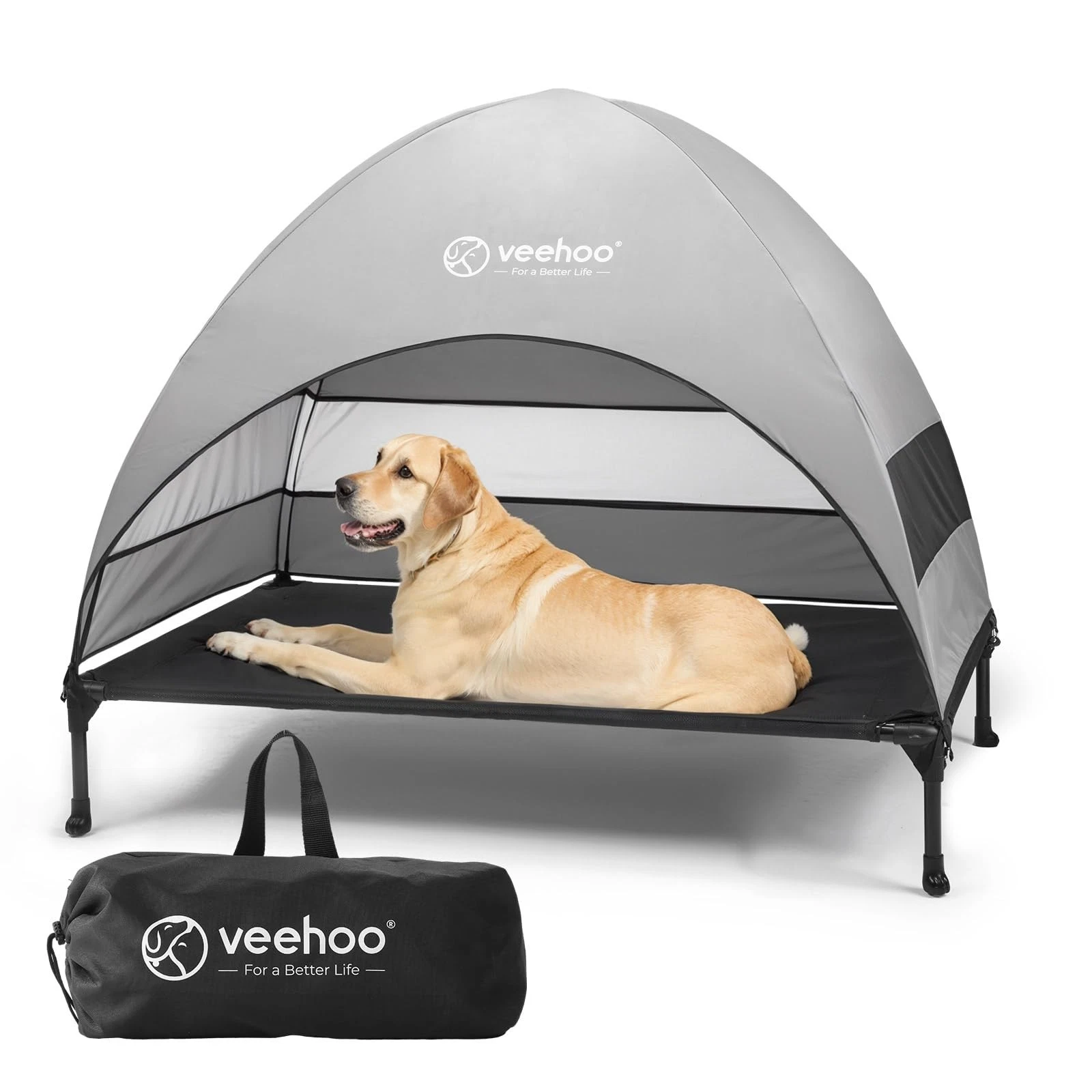 Outdoor Dog Bed with Canopy, Cooling Elevated Pet Cot with Removable Shade, N...