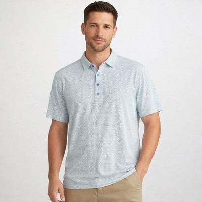 Johnnie O Mens XL Golf Polo Shirt EASTER Coastal Blue Resort Casual READ