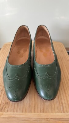 Vintage Ladies John Lobb Green Brogue Style Court Size