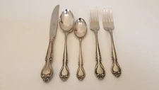 Lyon Queens Fancy 5 piece flatware set knife dinner+ salad fork tea+ table spoon