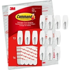 3M Command Medium Metal Wire Hooks Value Pack 13 Hooks + 16 Strips 2lb Capacity