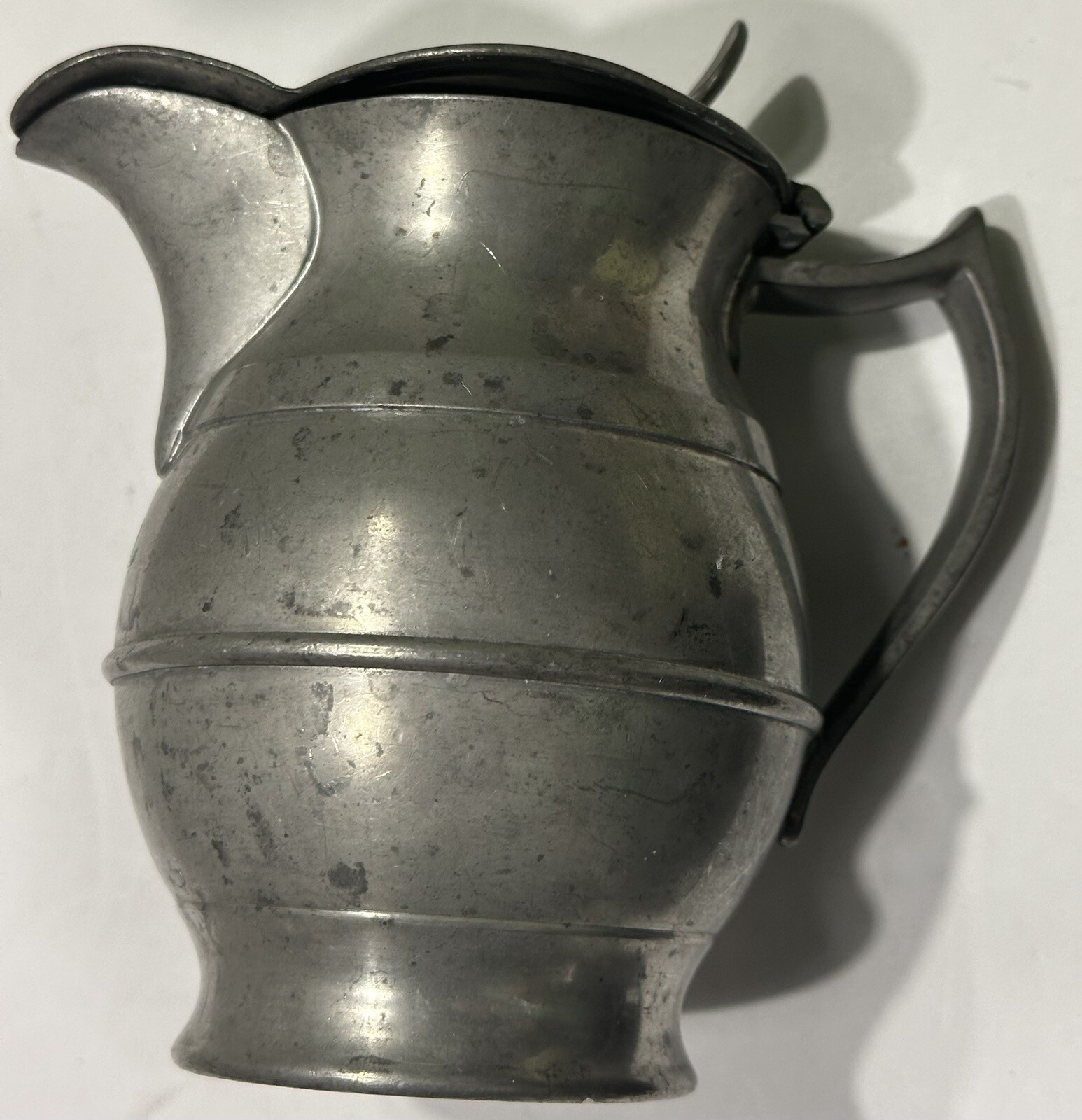 Vintage Pewter Creamer w Lid Syrup Pitcher 1920s INSICO