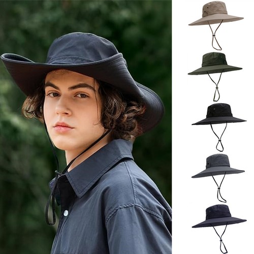 Wide Brim Sun Hat UV Protection Bucket Cap For Hiking Camping Fishing Men Women - Picture 2 of 17