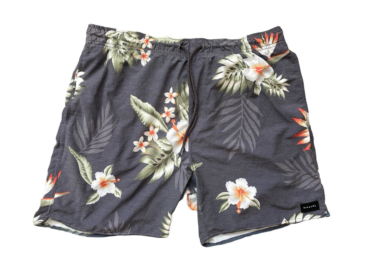 Rip Curl Mens Board Shorts Size L Grey Drawstring Lay Days Surf 