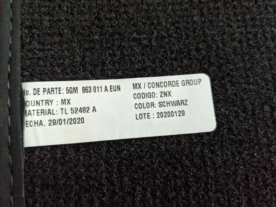 全新 原始设备制造商 大众 脚垫 5GM863011A EUN MK7 高尔夫 GTI R ALLTRACK SPORTWAGEN  — 第 2/2 张图片