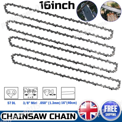 4 Pack 16 Inch Chainsaw Saw Chain Blade Pitch 3/8LP 0.050 Gauge 57DL ...