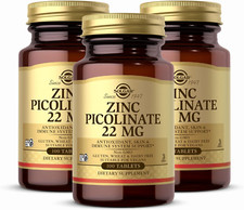Zinc Picolinate 22 Mg - 100 Tablets, Pack of 3 - Antioxidant, Skin  Immune S...