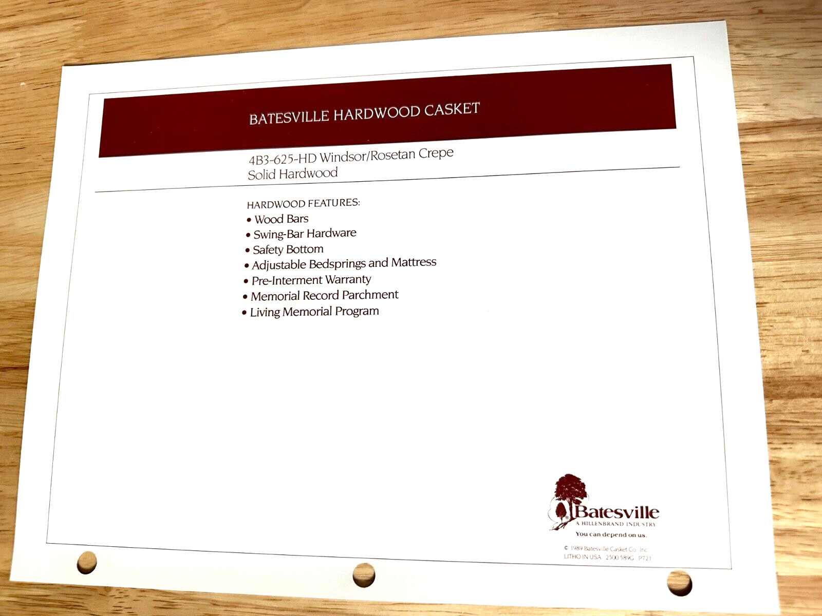 Batesville Casket Windsor Rosetan Crepe Advertisement Oddity