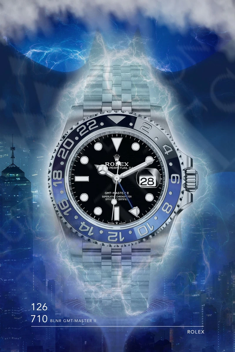 Rolex GMT Master II 126710 BLNR watch print. Bold graphic art on