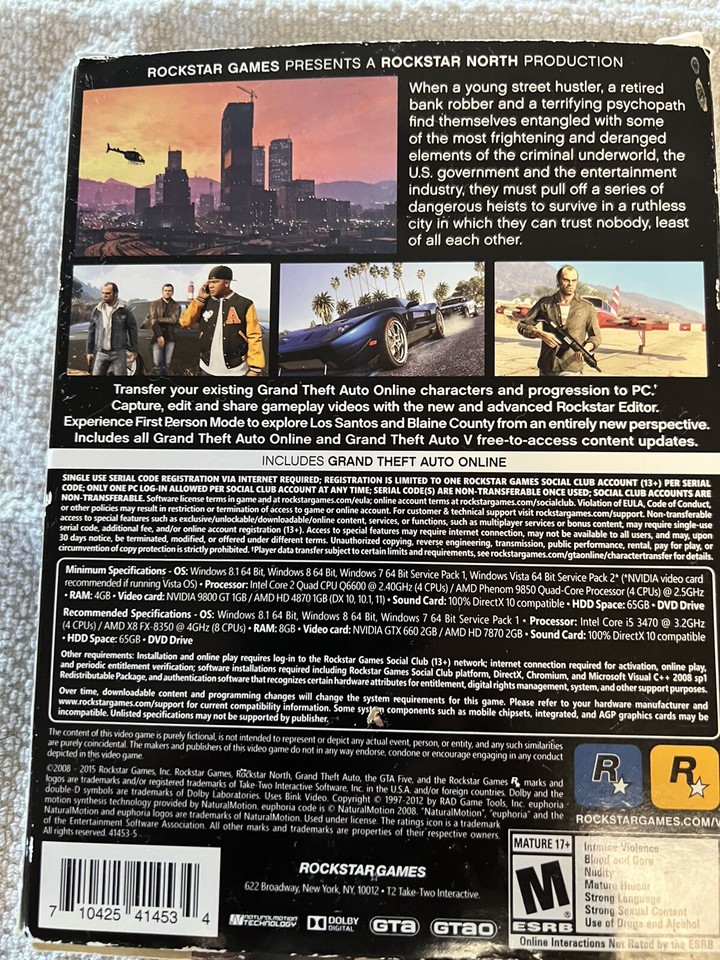 PC Game GTA V Grand Theft Auto 5 Pre Owned GTAV eBay