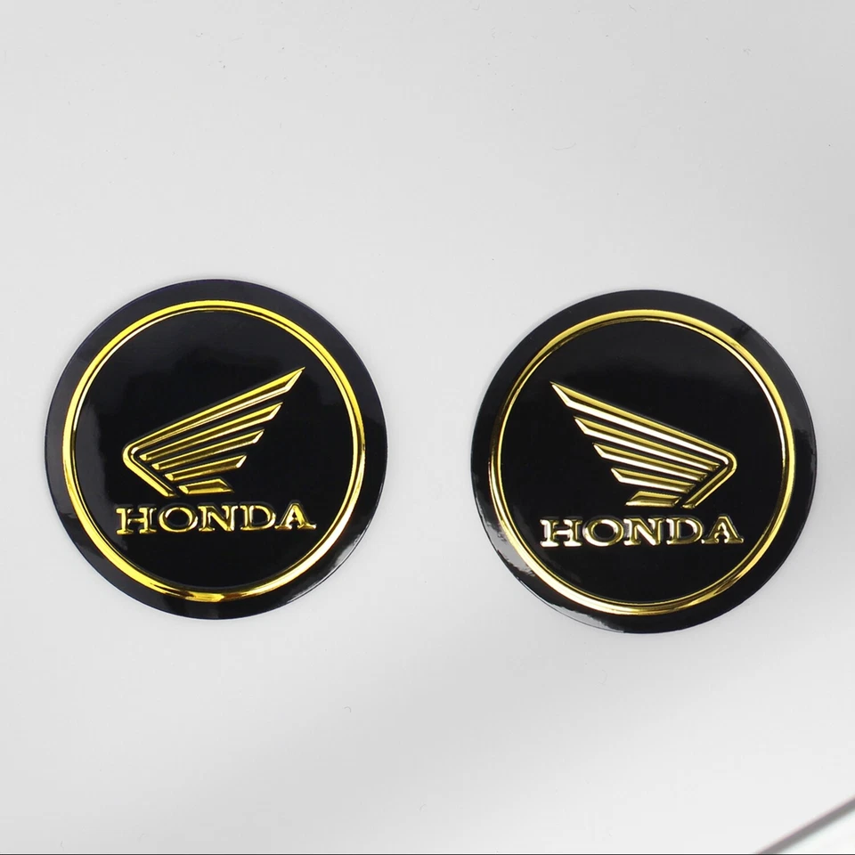 2" CALCOMANÍA EMBLEMA LOGOTIPO CARENADO/GUARDABARROS INSIGNIA PEGATINA ALA HONDA NEGRO + CROMO DORADO Foto 3 de 3