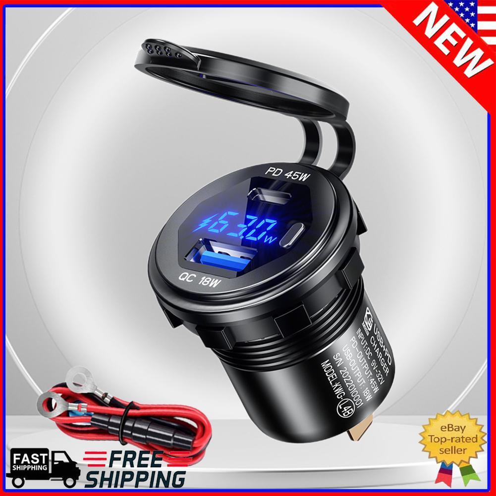 45W 12V/24V USB Charger Socket Dual USB Ports USB Car Charger for Car Motorcycle