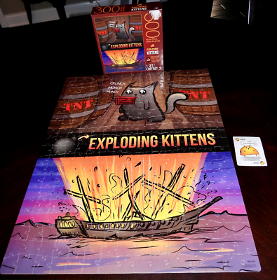 Exploding Kittens 300 Piece Puzzle with a Bonus Card for the Game1