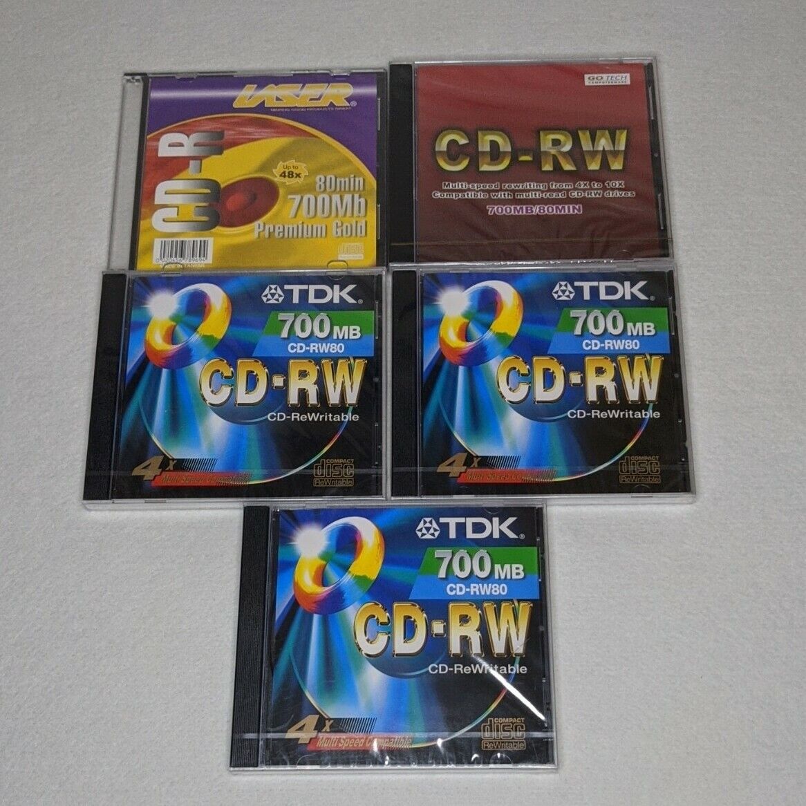 5 x CD-R Three TDK Brand optical 700 MB Factory sealed individual 