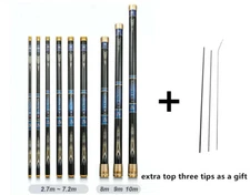3.6M -10M Carbon Fiber Fishing Rod Telescopic Ultra-light Hard Pole Stream Rods