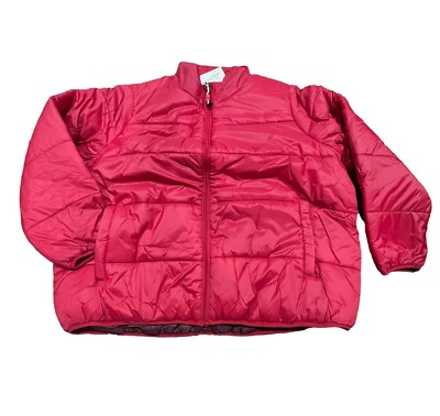 Universal Thread Women's Plus Size Puffer Jacket Velvet Red Zip
