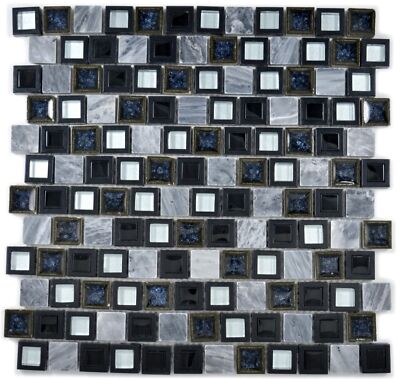 Naturstein Glasmosaik Marmor Kunststoff grau schwarz anthrazit Multiformat Kü ..