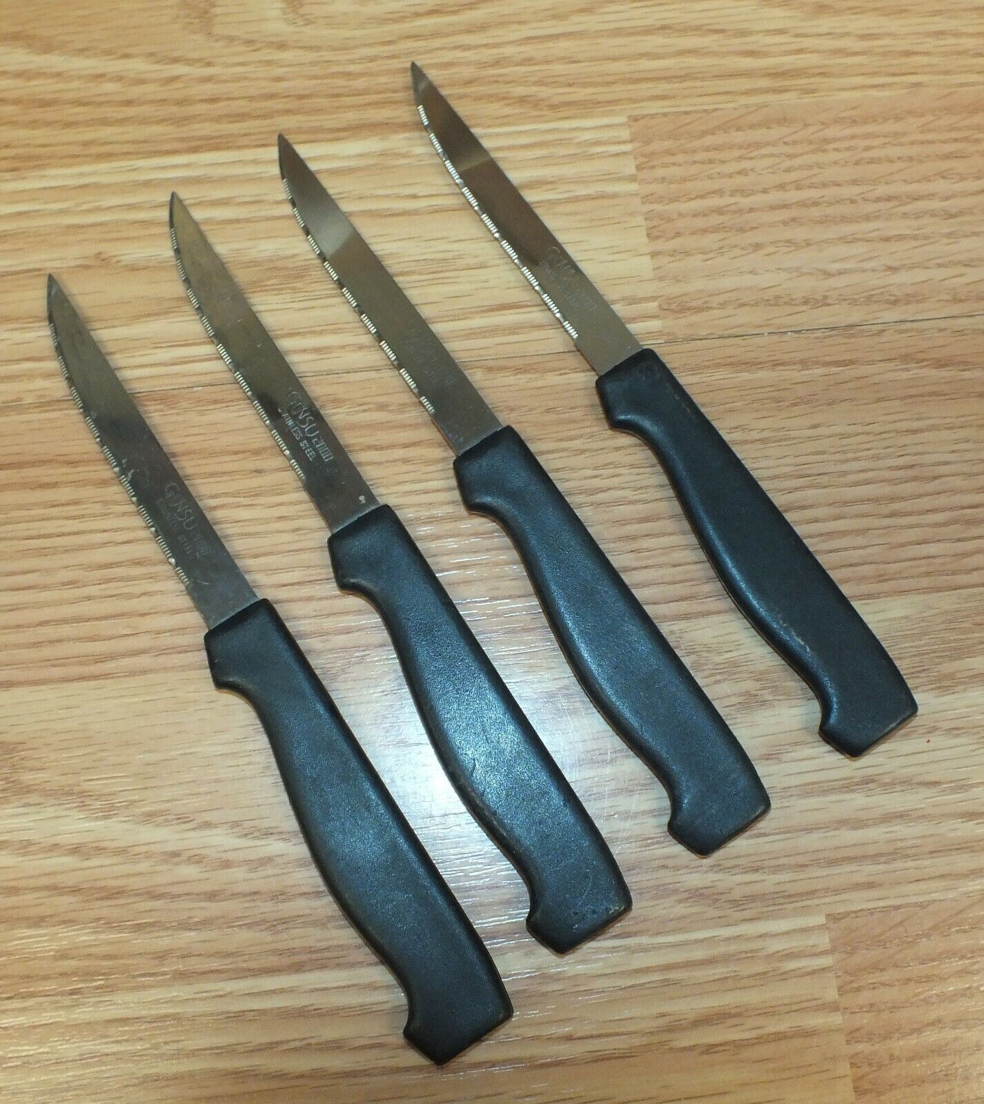 Lot of 4 Genuine Ginsu 2000 Stainless Steel Kitchen Knives **READ