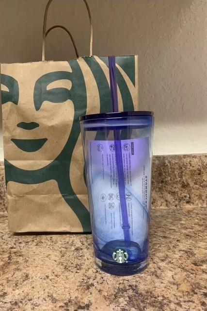 starbucks blue glass tumbler