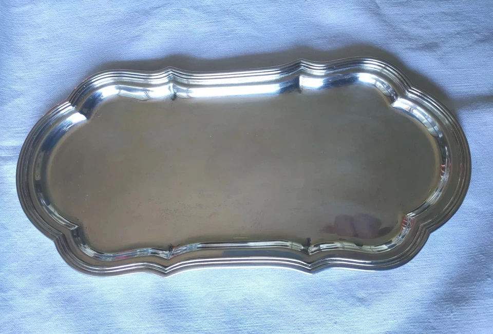 VASSOIO ARGENTO 800 PORTAPENNE O SVUOTATASCHE STILE BAROCCO SCRIVANIA  ARREDO - Immagine 4 di 4