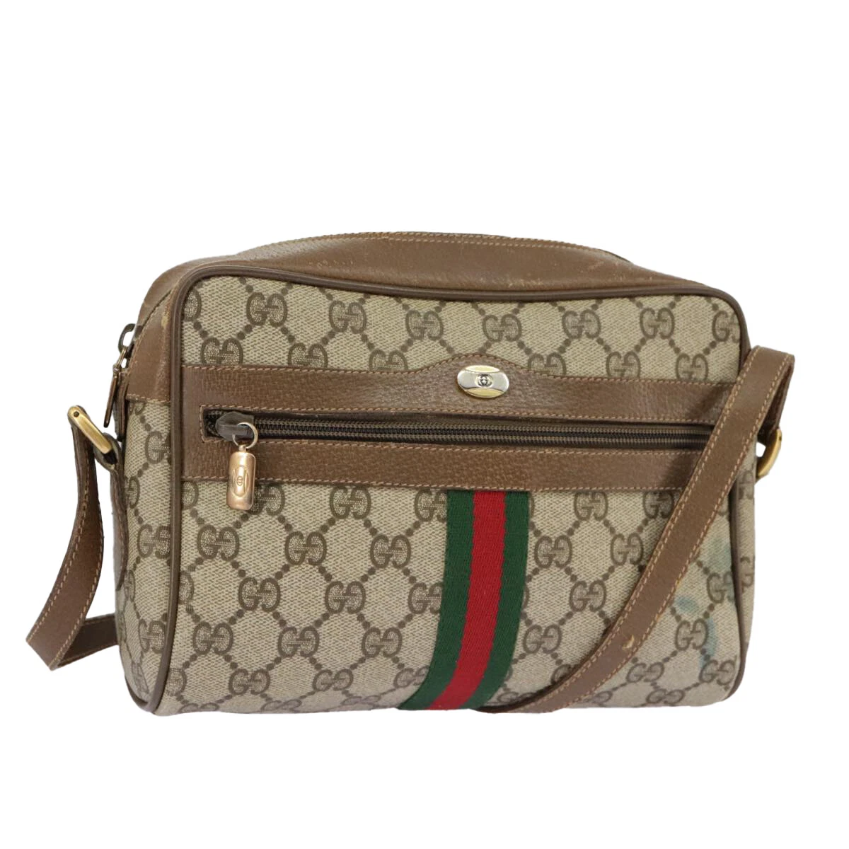 Sac à bandoulière GUCCI GG Supreme Web Sherry Line PVC beige 98 02 004 authentique 98076