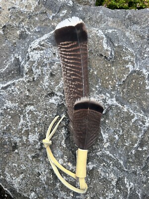 Native American feather hair tie regalia pow wow turkey feather hair tie 
