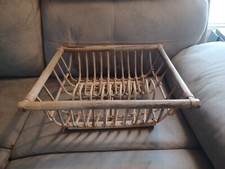 Bandeja secadora colador de platos tejido marrón ratán natural mimbre rectangular grande