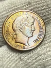 AU++ 1914-P Barber Silver Dime Lustrous AU+ Toned U.S. Type 10c Coin