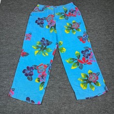 Chico's Design Floral Print Linen Blend Wide Leg Pants Women's Size 2