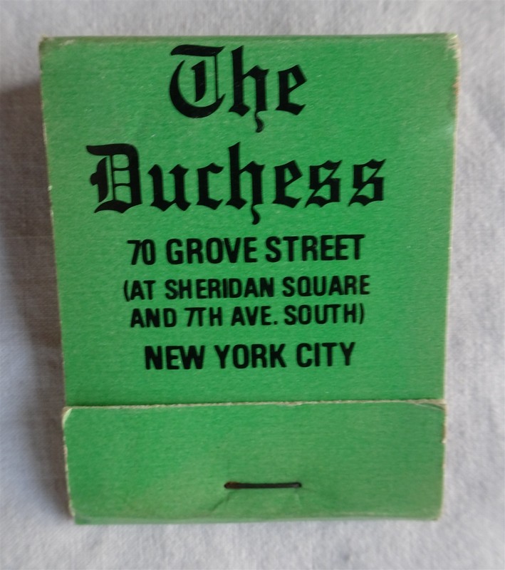 Vintage Matchbook, The Duchess, Lesbian Bar, New York City, Gay, LGBTQ Interest