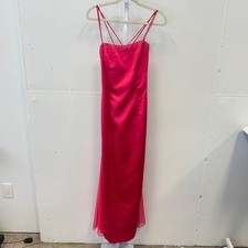 Vintage Dave & Johnny Pink Satin Rhinestone Formal Gown Dress 7-8 11954 USA Made