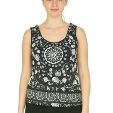 Soft Surroundings Tankini swim top bra shelf workout geometric print black/white