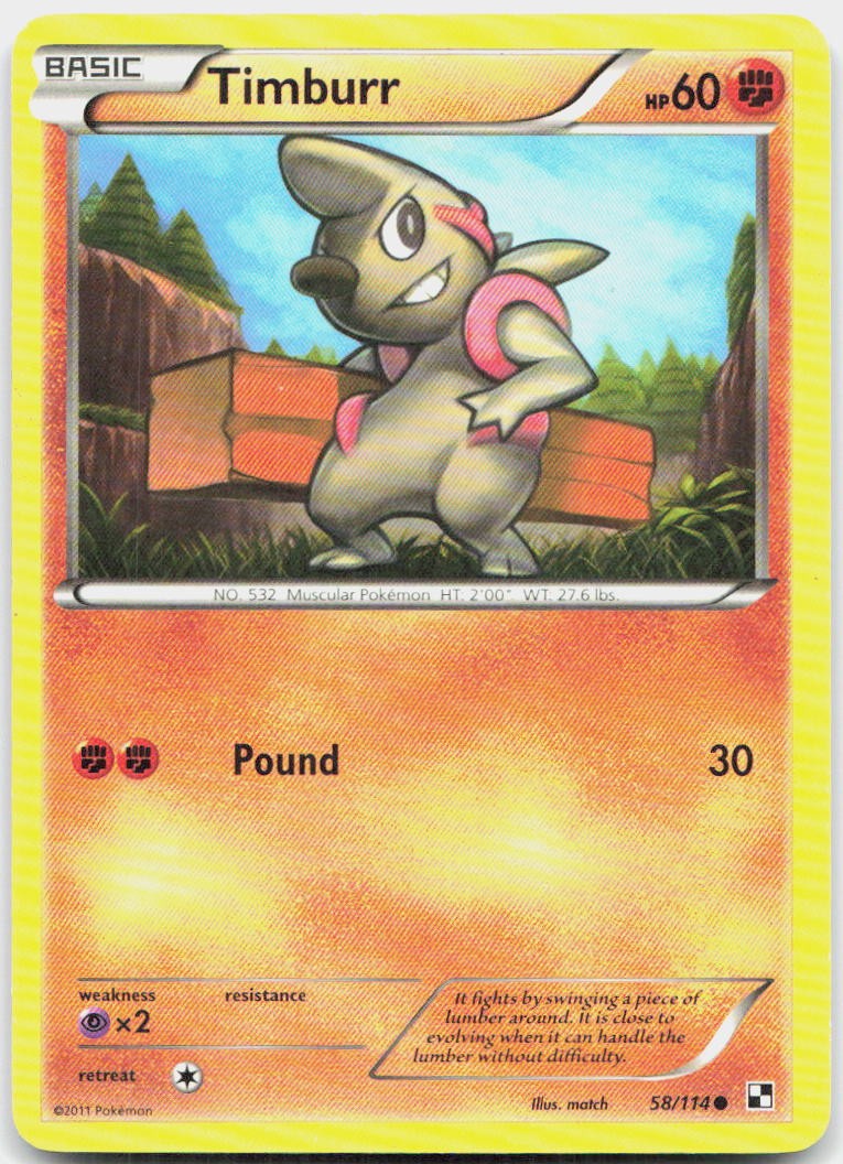 Timburr (#11) 11/30 Common BW Trainer Kit: Excadrill & Zoroark Pokemon LP