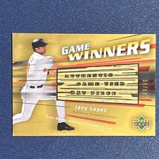 UD 2004 Game Winners Javy Lopez Numbered  /50 game authenic used bat piece