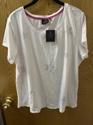 Bumble Bella By Jill Martin White Embellished Silver Stars Knit Top L 10 12