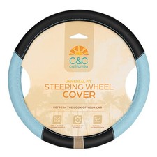 Cc California Car Steering Wheel Cover Blue Diamond Quilt Universal Fit Fi...