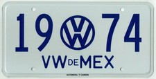 Autobús Volkswagen VW de México 1974 estilo vintage Bug Kombi Vocho matrícula